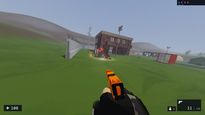 A grenade goes off in front of the outpost on the new map